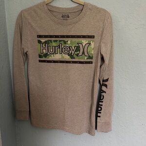 Hurley Kids' Tan Long Sleeve Shirt with Camo Logo
